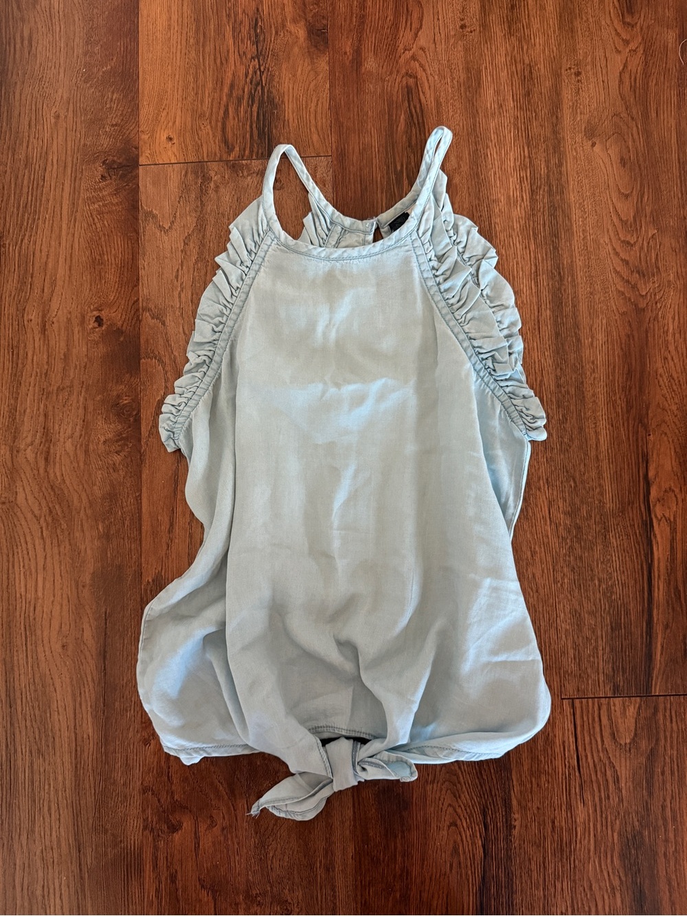 Francesca’s Light Blue Ruffle-Trim Tank with Front Tie: Size XS